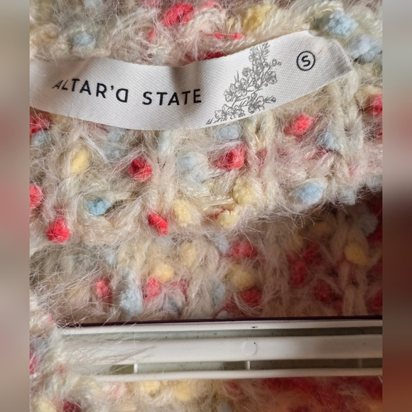 Altar'd State Sally Confetti Eyelash Sweater Ivory-multi NWT Size Small - Picture 4 of 7